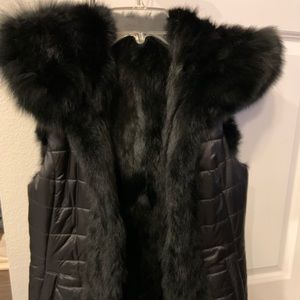 BeBe reversible Rex fur vest with hood size 2-4